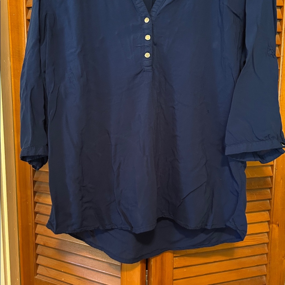 Inso Navy Button-Up Blouse - Picture 4 of 9